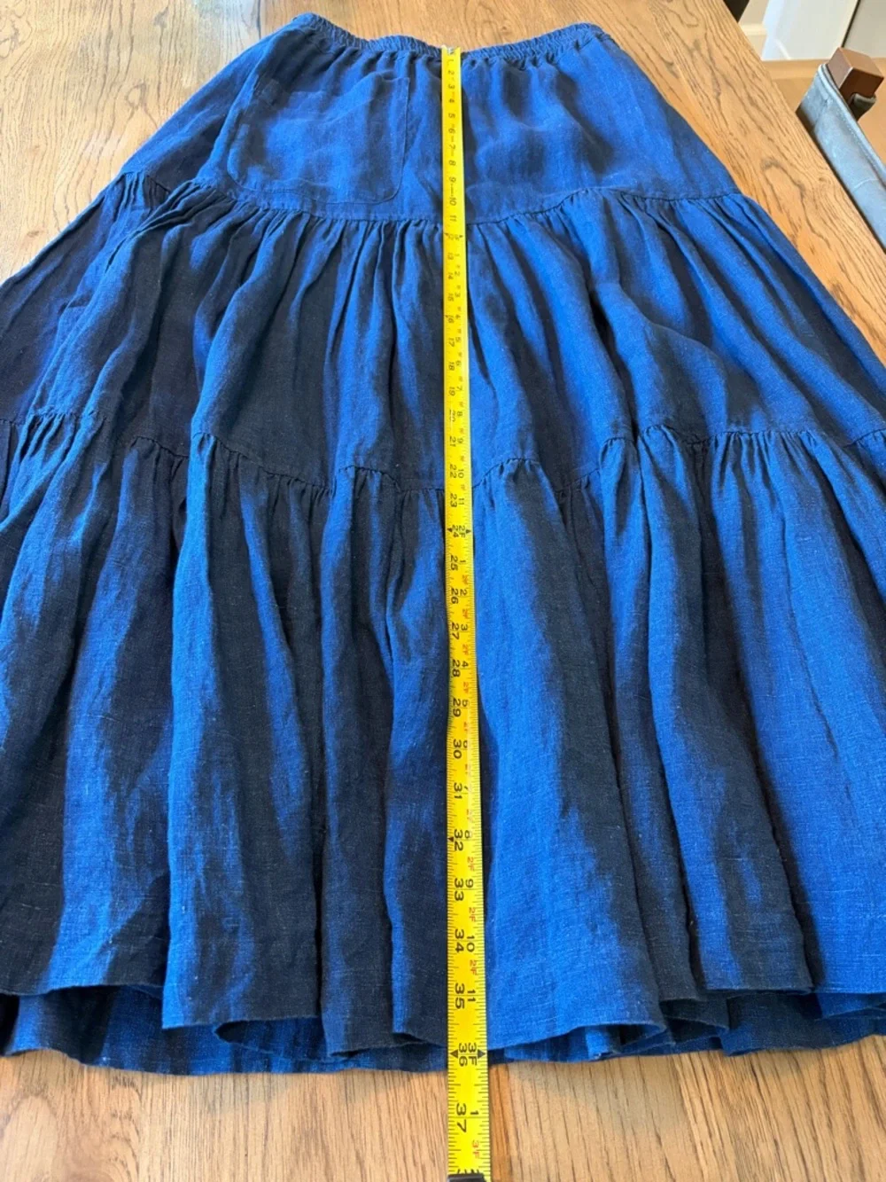 Eskandar Sz 1 S/M Blue Soft Linen Petticoat Feminine Romantic Linen Tiered Skirt